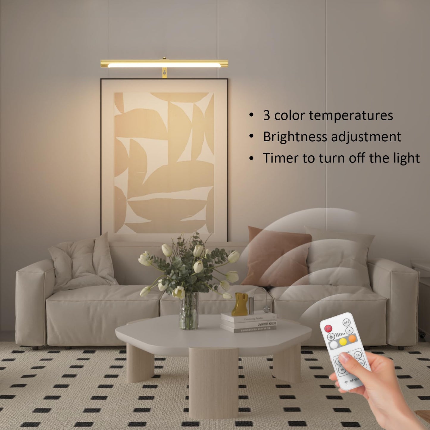 Skorter | Coinmit 16" Adjustable LED Picture Lighting, Gold Art Light with Remote Control for Paintings