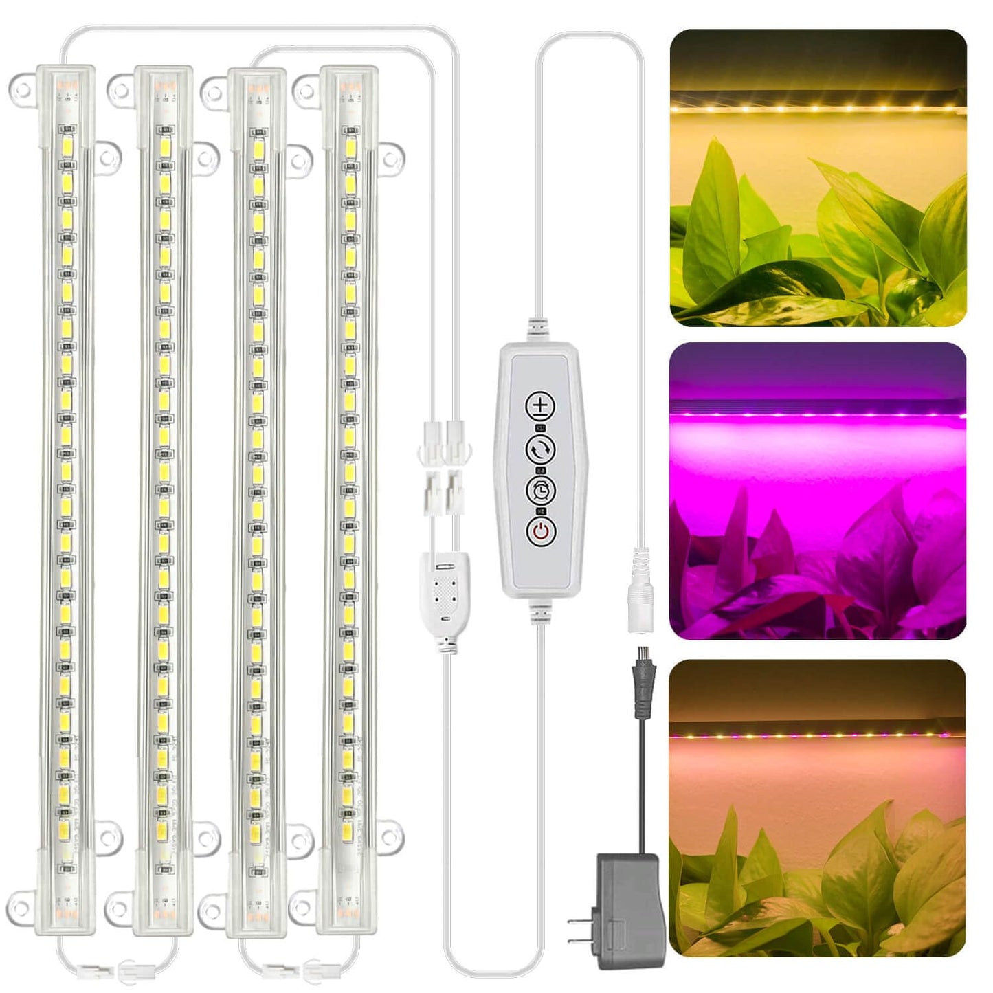 Skorter | Grow Light For Indoor Plants Abonnyc 96 Leds Plant Grow Light Strips 10 Inches Warm White Light & Red Light Full Spectrum With Auto On/Off Timer Sunlight Similar Small Grow Lamp For Hydroponics Succulents, 4 Bars