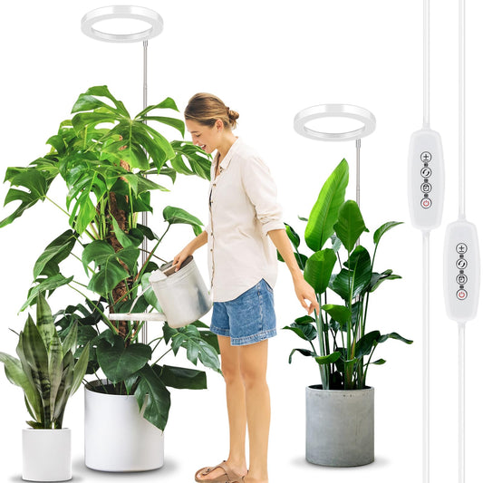 Skorter | Lordem 10" Growth Light For Indoor Plants, Full Spectrum Plant Lamp With 160 LEDs, 4H/8H/12H Timer, 10 Dimmable Levels, 3 Spectrum Modes, Height Adjustable 61", Ideal For Large Tall Plants, Pack Of 2