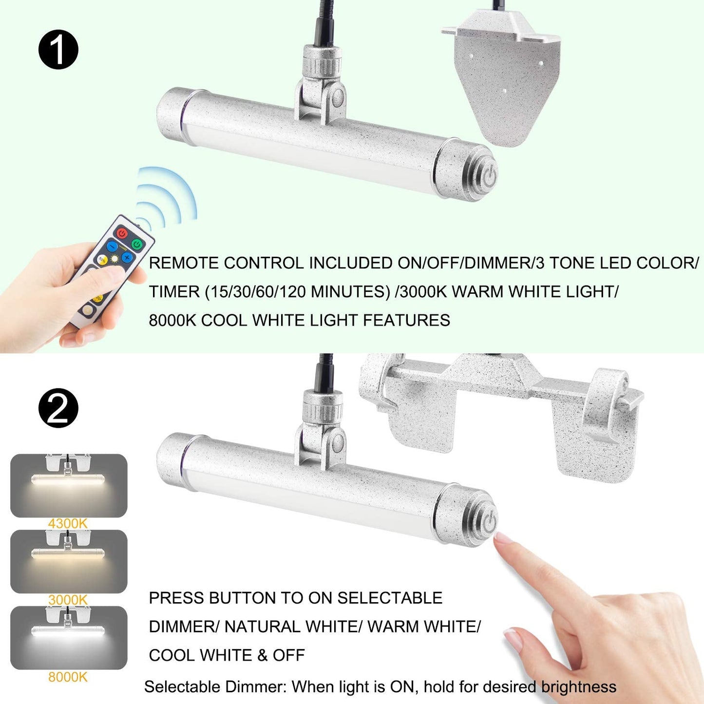 Skorter | Bigmonat Usb Rechargeable Wireless Led Light With Remote Control, Dimmable, 3 Modes, Silver