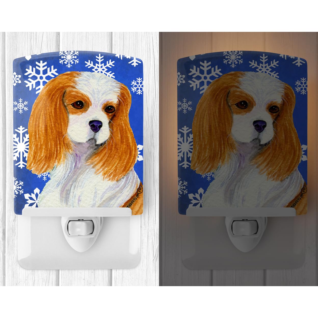 Skorter | Caroline's Treasures Cavalier Spaniel Holiday Ceramic Night Lamp, UL-Approved, 6X4X3, Multicolored