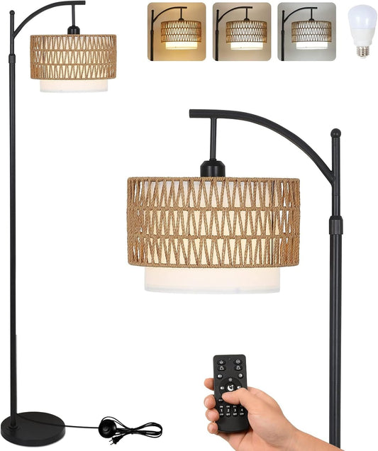 Skorter | Arc Floor Lamp with Remote Control & Dual Shades – Norvella