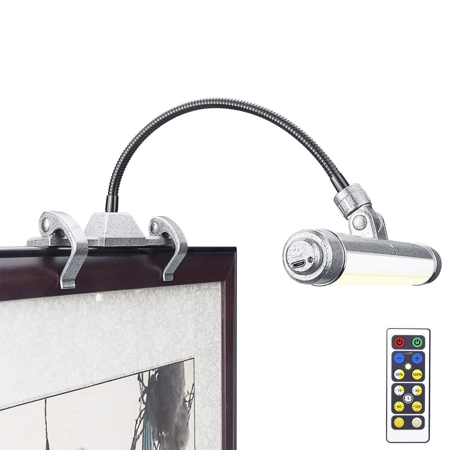 Skorter | Luxsway Wireless Picture Frame LED Lights, Rechargeable Art Display, 28 LEDs, 3 Modes, Silver