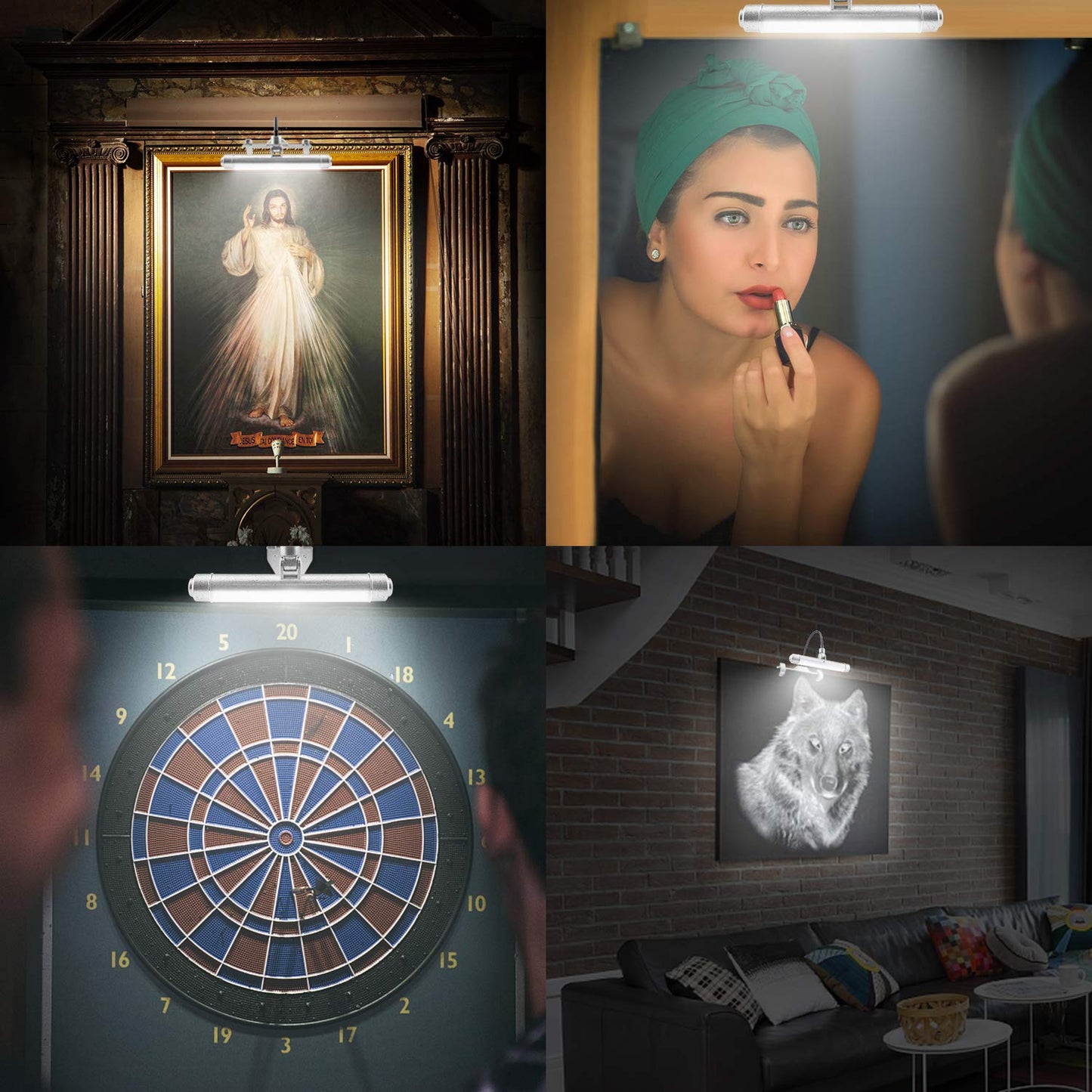 Skorter | Luxsway Wireless Picture Frame LED Lights, Rechargeable Art Display, 28 LEDs, 3 Modes, Silver