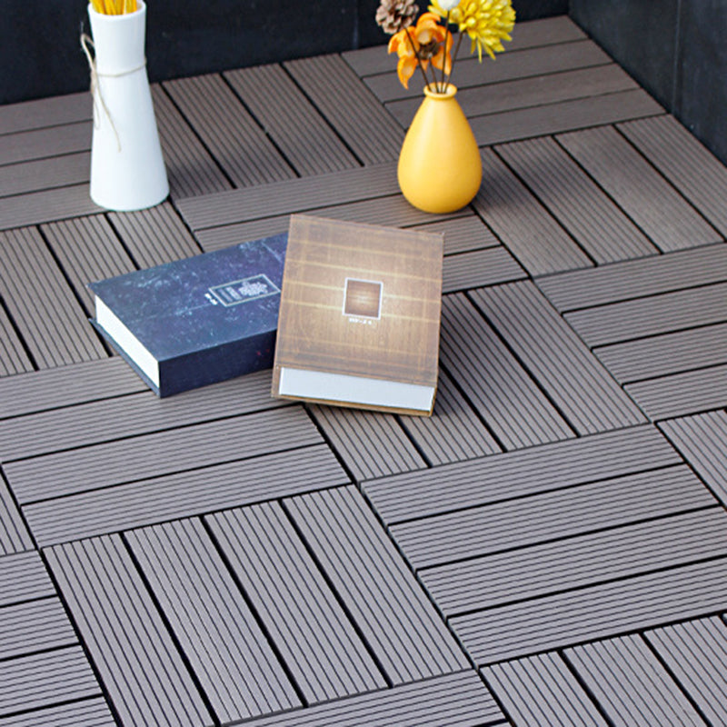 Skorter | 12" X 12" 4-Slat Square Deck/Patio Floor Tiles Snap Installation Floor Plank Tiles