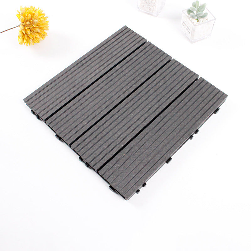 Skorter | 12" X 12" 4-Slat Square Deck/Patio Floor Tiles Snap Installation Floor Plank Tiles