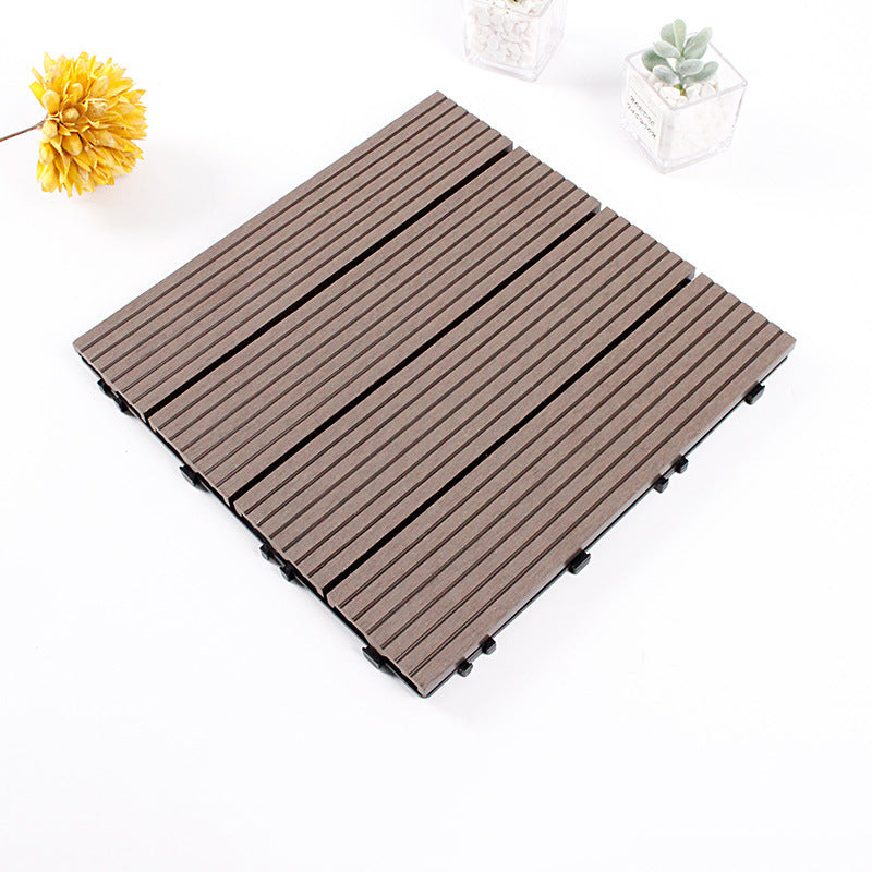 Skorter | 12" X 12" 4-Slat Square Deck/Patio Floor Tiles Snap Installation Floor Plank Tiles