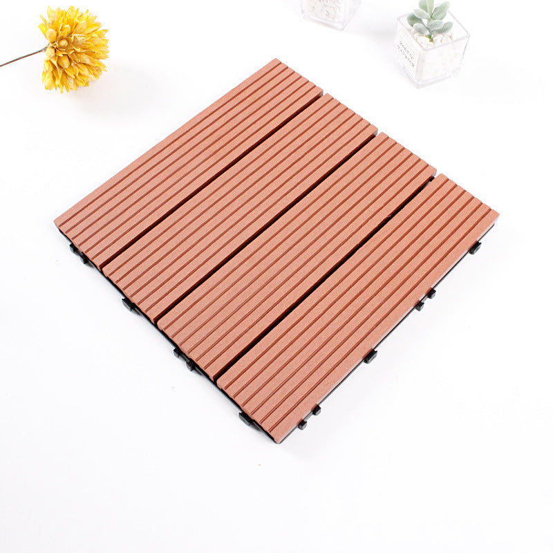 Skorter | 12" X 12" 4-Slat Square Deck/Patio Floor Tiles Snap Installation Floor Plank Tiles
