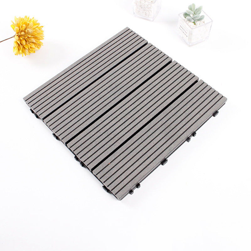Skorter | 12" X 12" 4-Slat Square Deck/Patio Floor Tiles Snap Installation Floor Plank Tiles