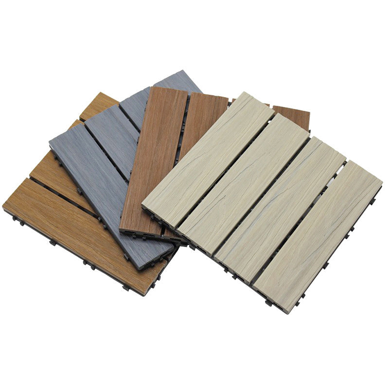 Skorter | 12" X 12" 4-Slat Square PVC Floor Tiles With Interlocking Installation Floor Plates Tiles