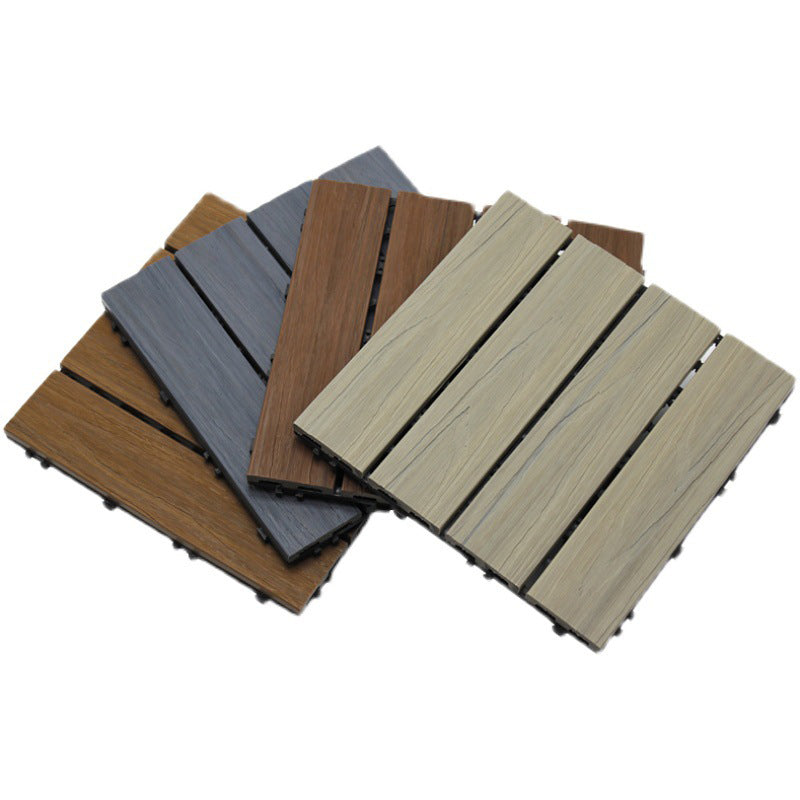 Skorter | 12" X 12" 4-Slat Square PVC Floor Tiles Snap-Fit Installation Floor Tiles