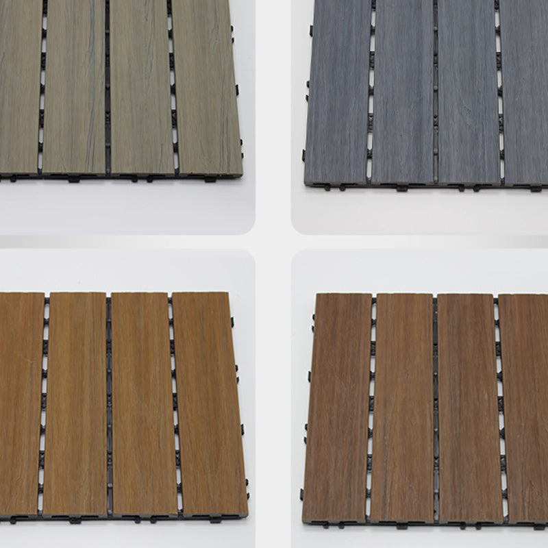 Skorter | 12" X 12" 4-Slat Square PVC Floor Tiles Snap-Fit Installation Floor Tiles