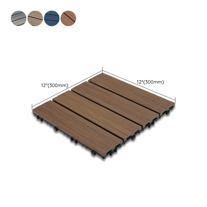 Skorter | 12" X 12" 4-Slat Square PVC Floor Tiles Snap-Fit Installation Floor Tiles