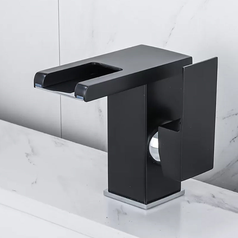 Skorter | Waterfall basin mixer tap square lever handle with LED three-color light