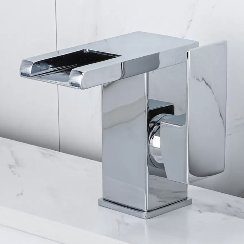 Skorter | Waterfall basin mixer tap square lever handle with LED three-color light