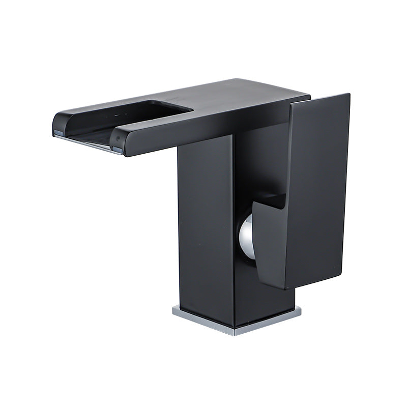 Skorter | Waterfall basin mixer tap square lever handle with LED three-color light