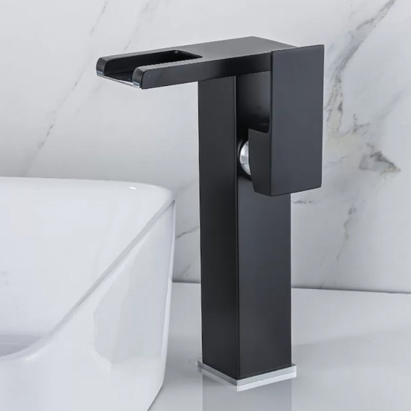 Skorter | Waterfall basin mixer tap square lever handle with LED three-color light