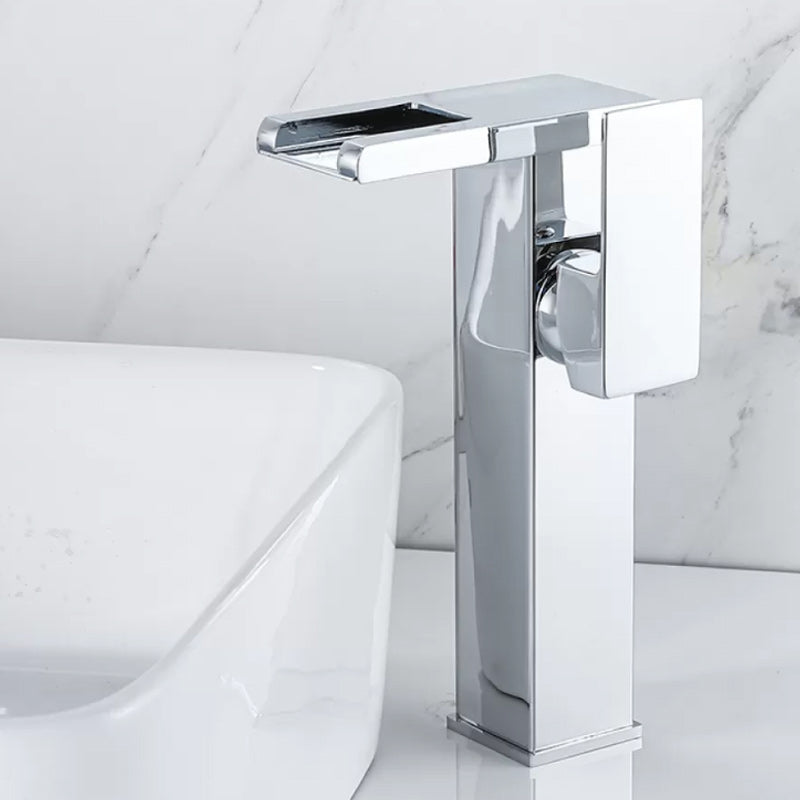 Skorter | Waterfall basin mixer tap square lever handle with LED three-color light
