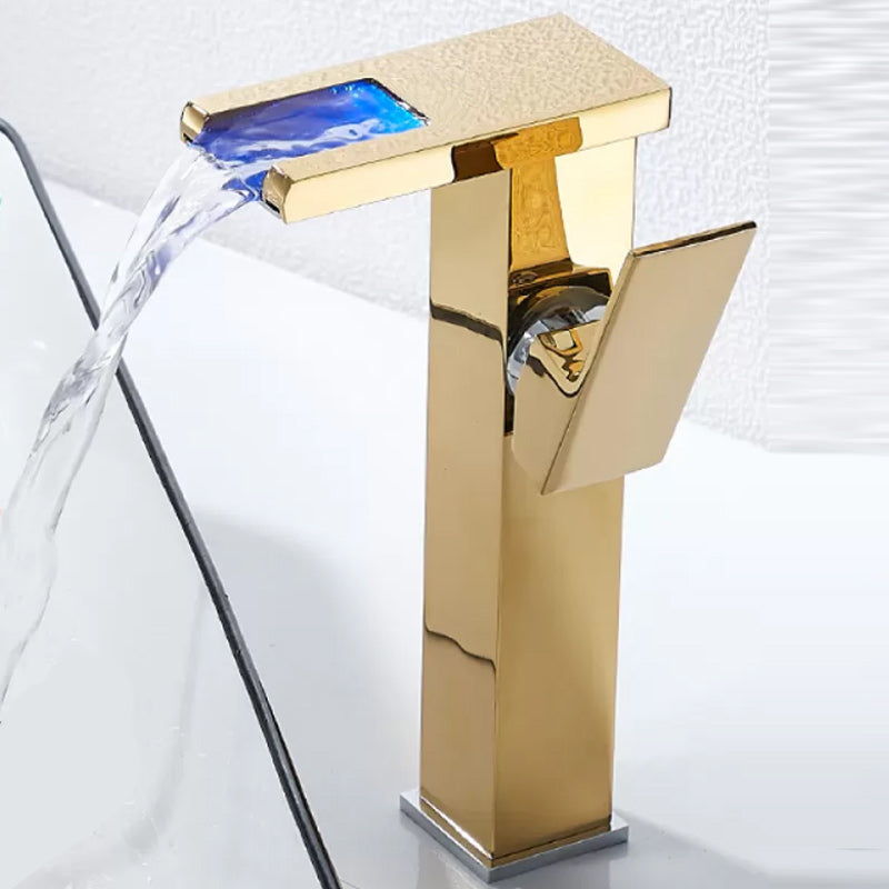 Skorter | Waterfall basin mixer tap square lever handle with LED three-color light