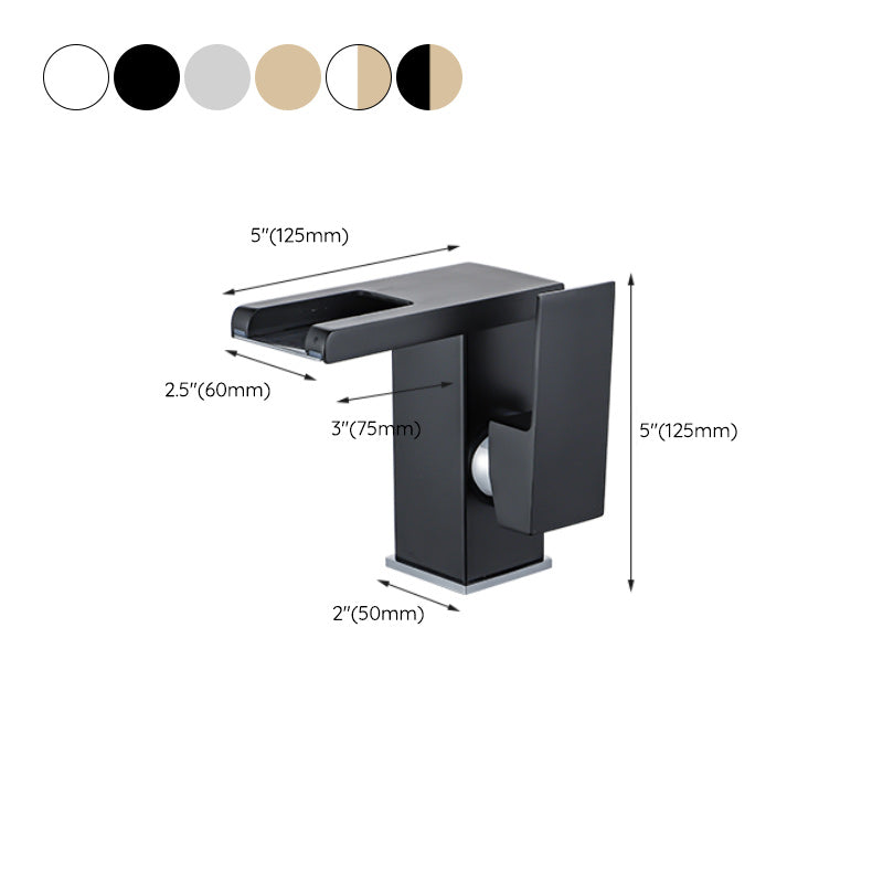 Skorter | Waterfall basin mixer tap square lever handle with LED three-color light
