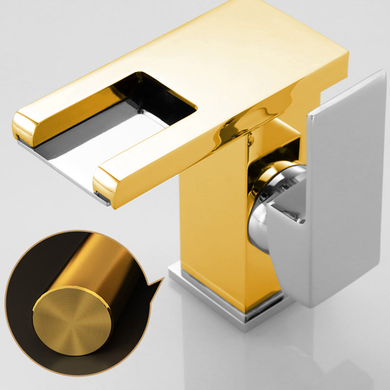 Skorter | Contemporary Square Vessel Faucet Waterfall Spout with LED Three-Color Illumination
