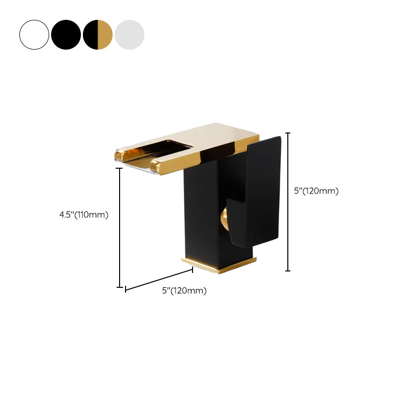 Skorter | Contemporary Square Vessel Faucet Waterfall Spout with LED Three-Color Illumination