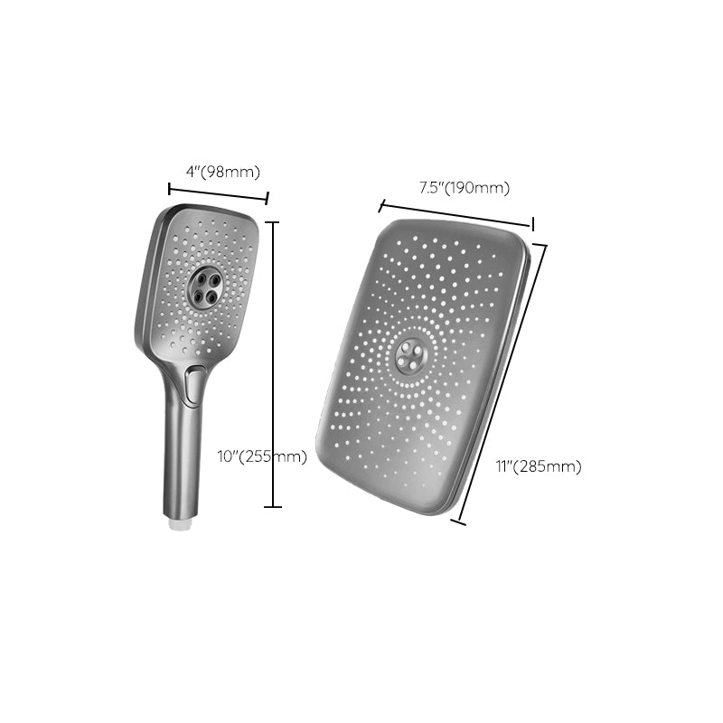 Skorter | Modern Gray Showerhead Combo Standard Spray Pattern Rectangular Large Showerhead