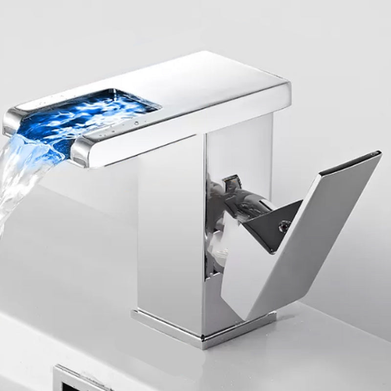 Skorter | Modern Waterfall Spout Sink Faucet with LED Brass Sink Faucet