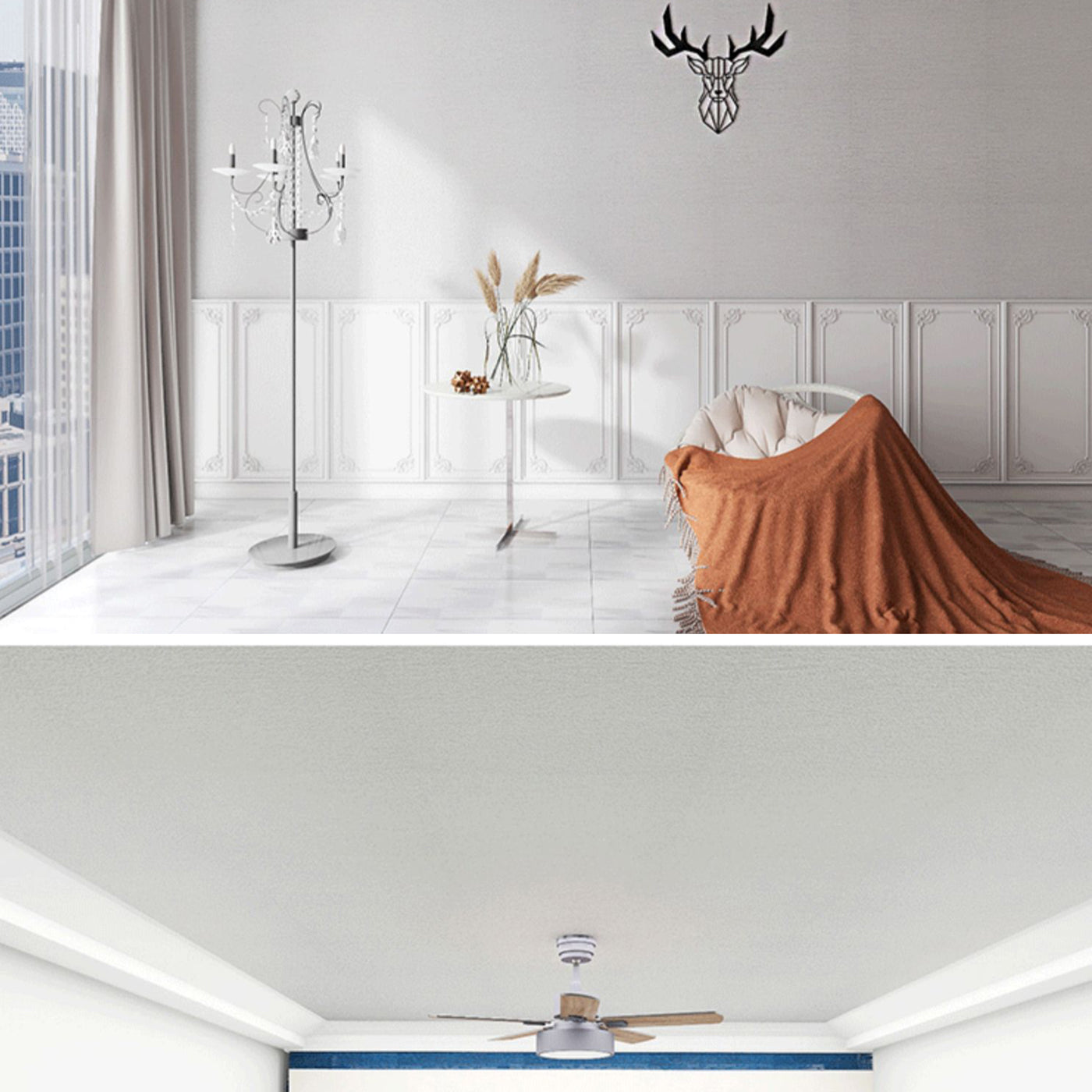 Skorter | Modern Pearl Wainscoting Flax Wall Access Panel Self-Adhesive Wall Panels