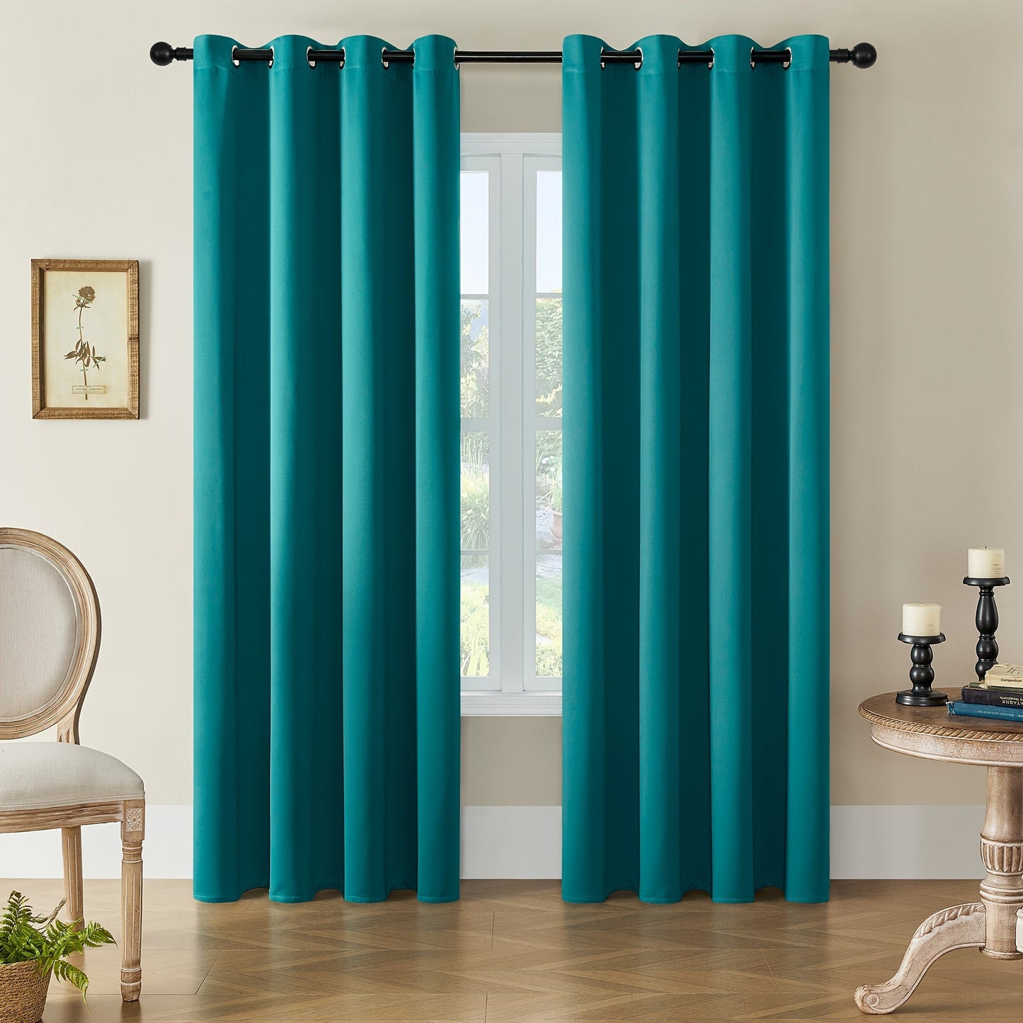 Skorter | Blackout Curtains - 2 Pieces Modern Polyester Curtains with Thermal Insulation and Rings