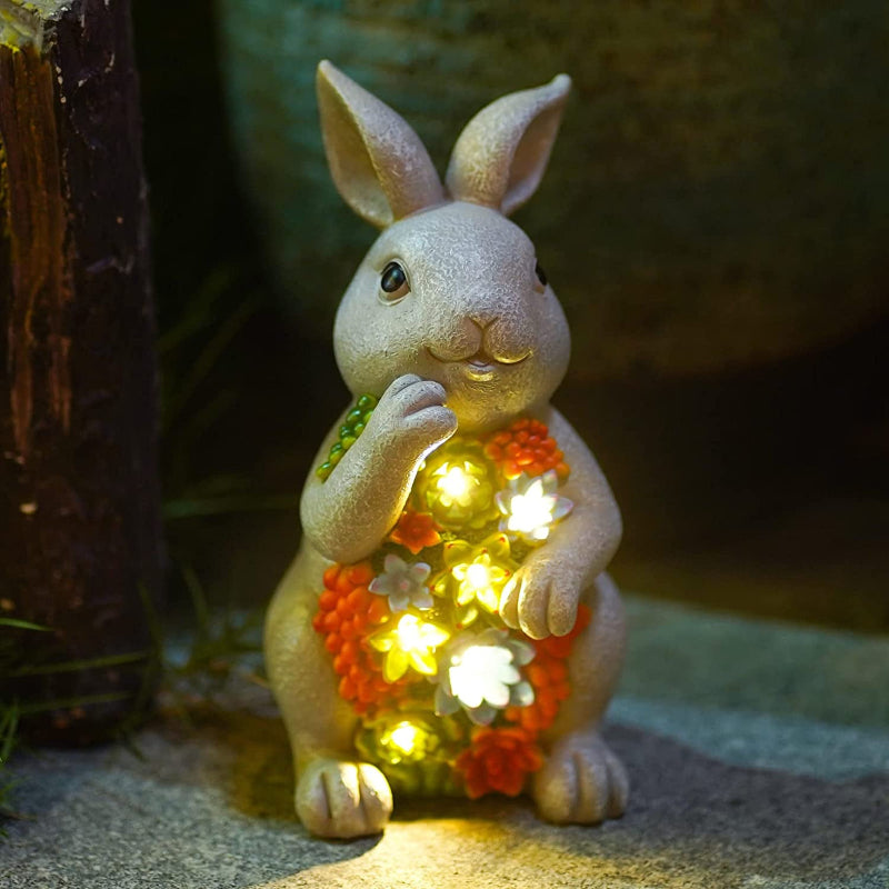 Skørter | Solgartn statue with succulents and LED lamps, outdoor garden decor