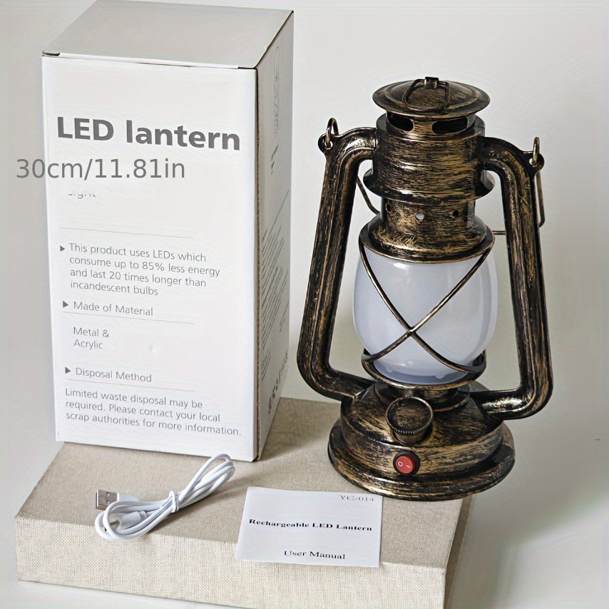 Skorter | RetroLantern - Rechargeable LED lantern with flame effect, antique copper finish