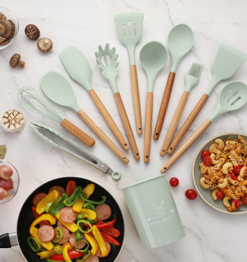 Skorter kitchen utensils with wooden handle 11 pieces