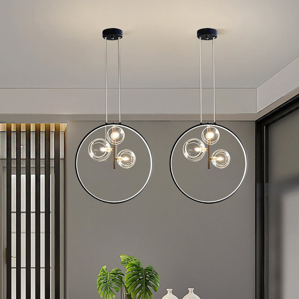Skorter | LumoGlobe – Minimalist Black Pendant Lamp with Glass LED Sphere