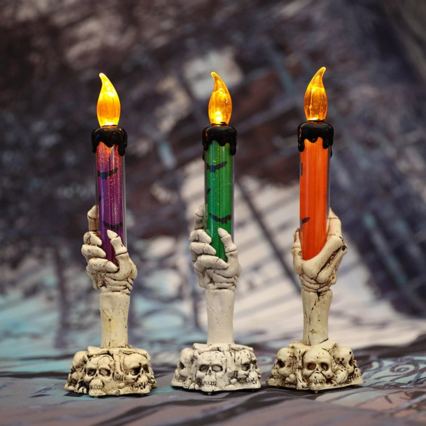 Skorter | Halloween Ghost Hand Electronic Skeleton Candle Halloween Party Bar Props Decoration Glitter Lamp