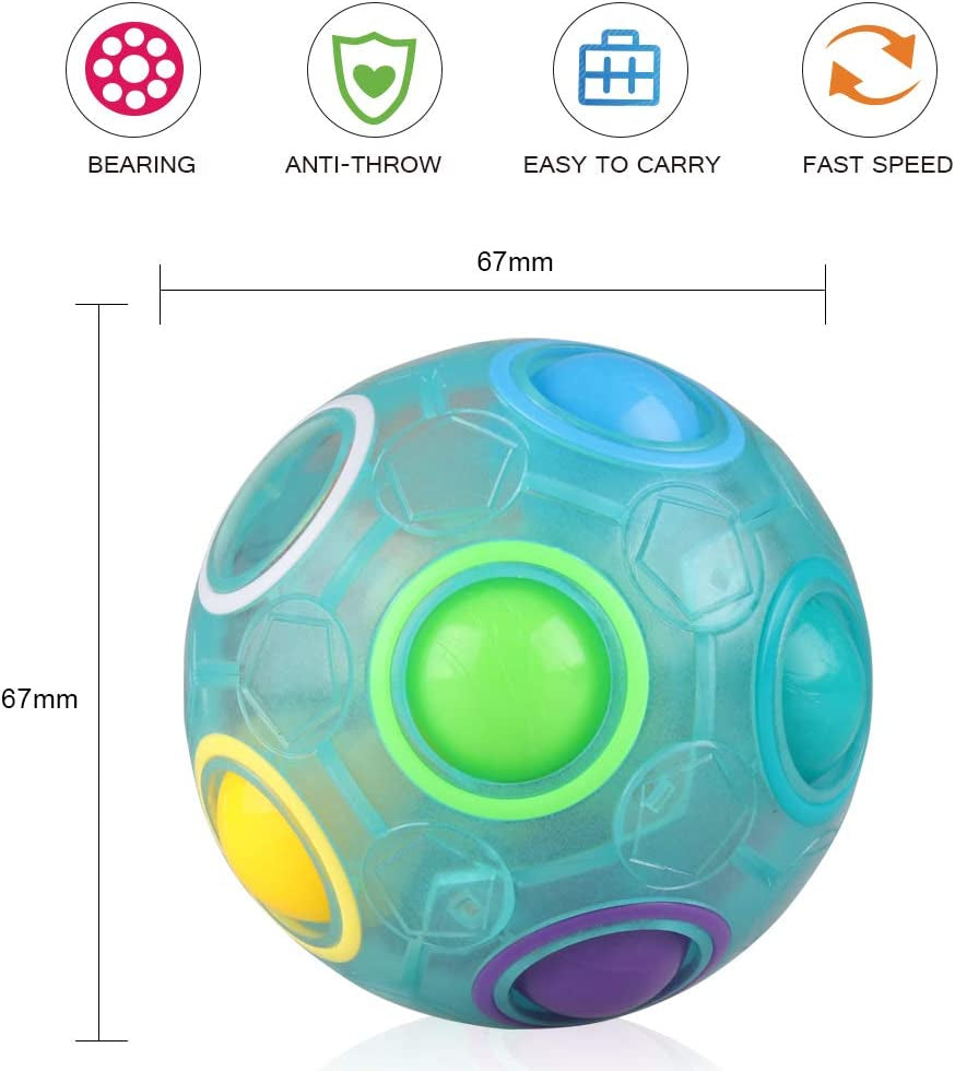Skørter | Set with 2 Rainbow Puzzle Ball Cube Magic Rainbow Ball Puzzle Bundle Stress Fidget Ball Brain Teaser