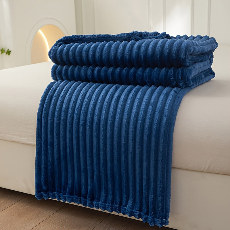 Skorter | Thick Striped Plush Rug - Soft and Skin-Friendly Sofa Blanket, Multifunctional Nap Rug