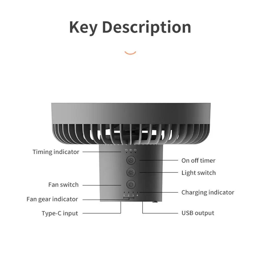Skorter | Portable Rechargeable Fan with LED and Built in Power Bank