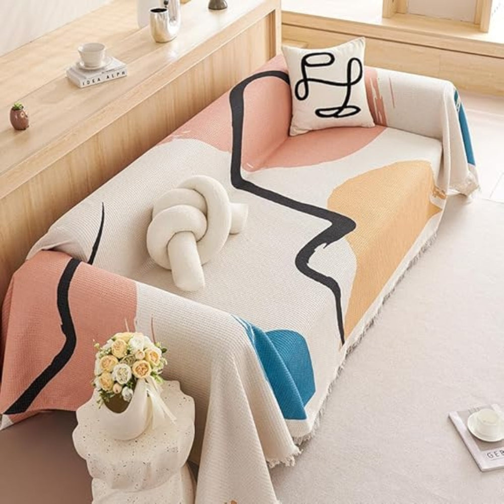 Skorter | Lumiere Abstract Tasseled Sofa Cover