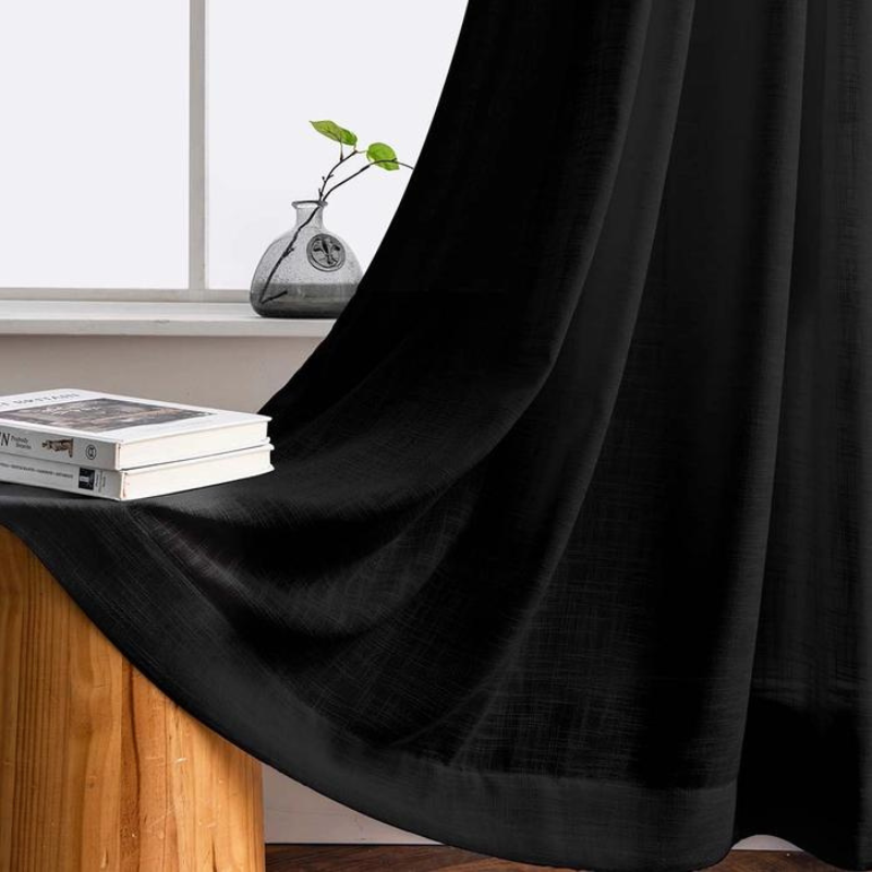 Skorter | Ela Linen Appearance Semi Transparent Curtains Tulle