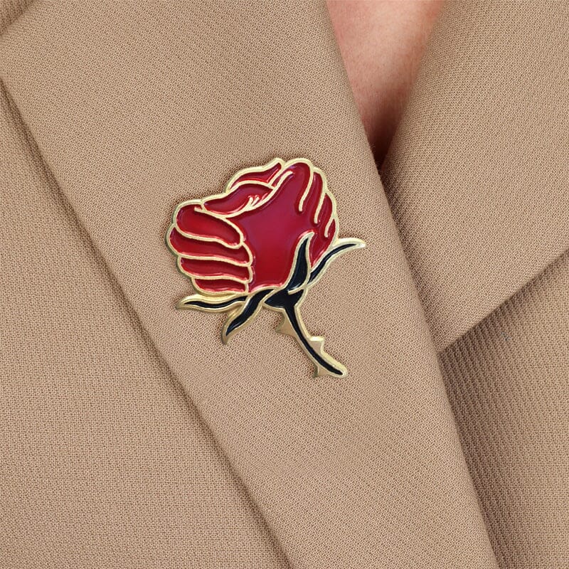 Skorter | And Crystal Brooch With Red Rose