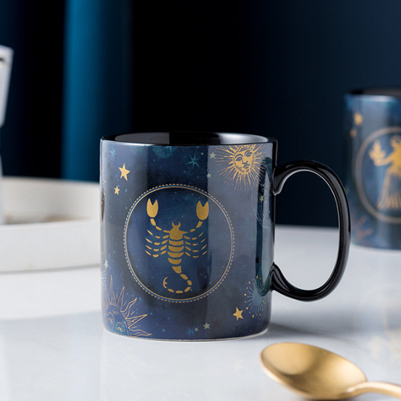 skorter | 12 Zodiac Signs Mug Cobalt Blue Ceramic Coffee Mug