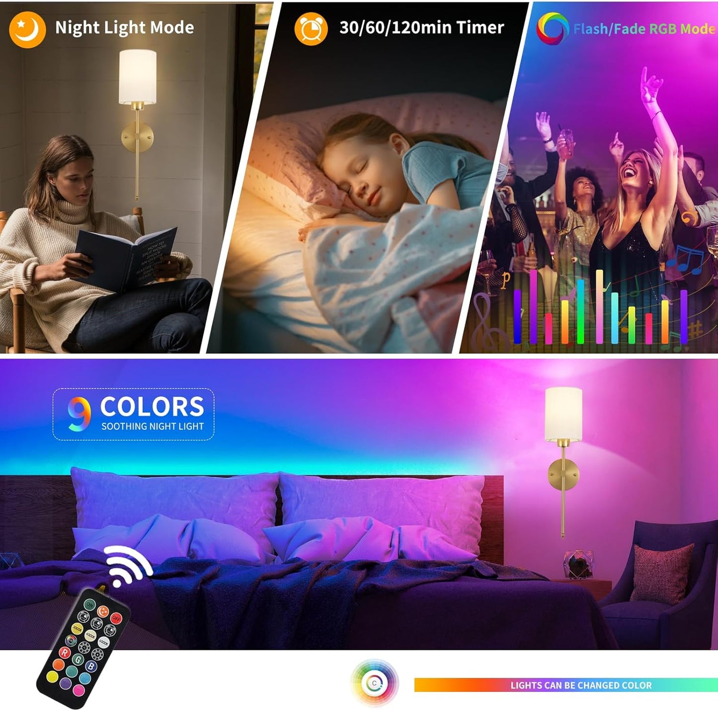 Skorter | Lumoease Wireless Wall Lamps (Set with 2 + 2 Bulbs Free)