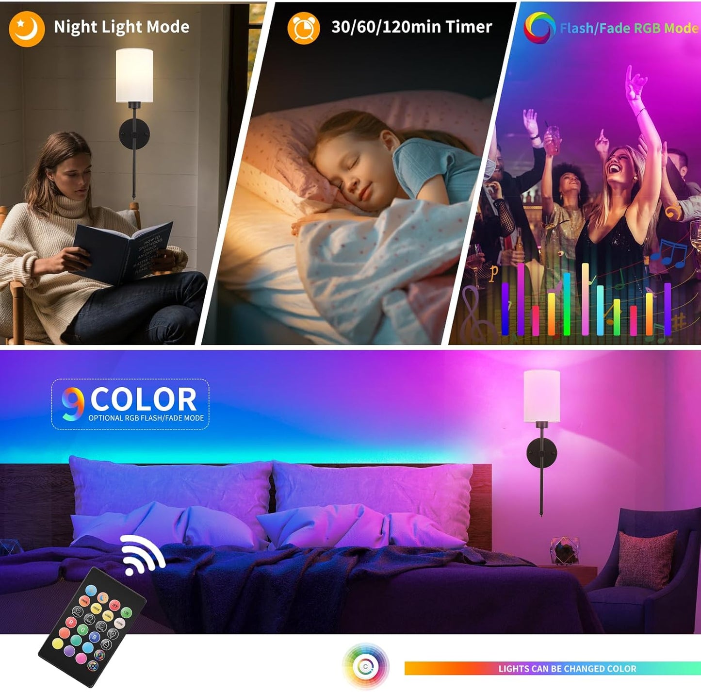 Skorter | Lumoease Wireless Wall Lamps (Set with 2 + 2 Bulbs Free)