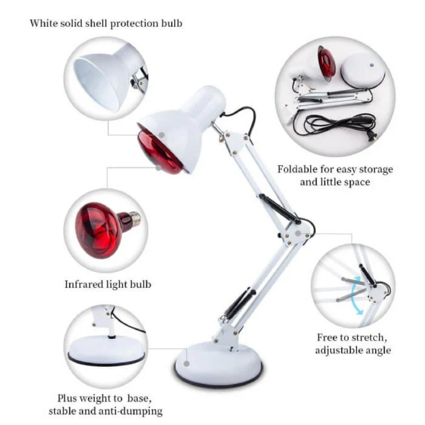 Skorter | Red Light Therapy Lamp for Skin - Infrared Heating with Tripod Stand