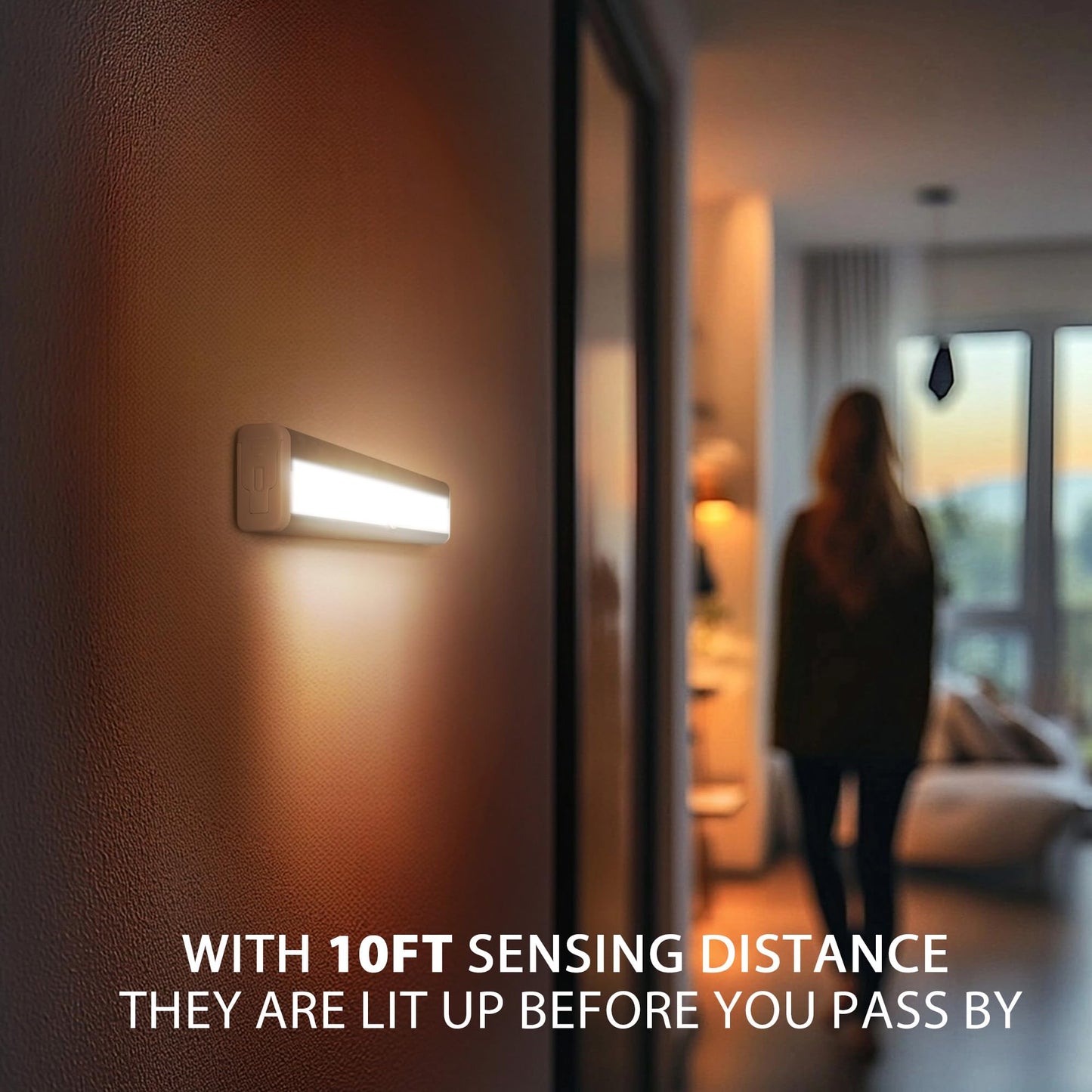 Skorter | Hokoiln 10 LED Motion Sensor Wardrobe Light - Battery Operated Stick-On Night Light Bar, 6 Pack