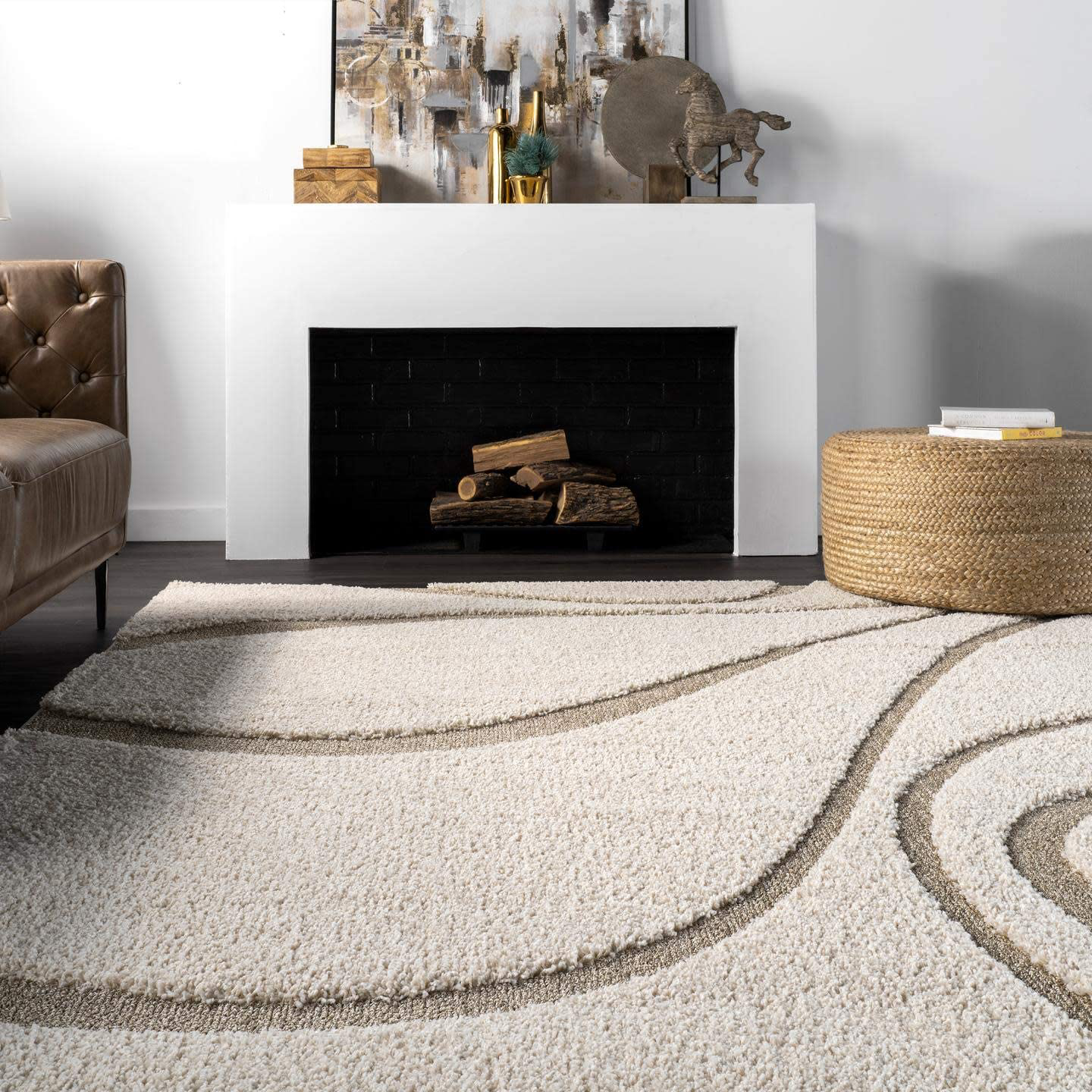 Skørter | nuLOOM Carolyn Cozy Soft & Plush Shag Rug, 4' Square, Cream