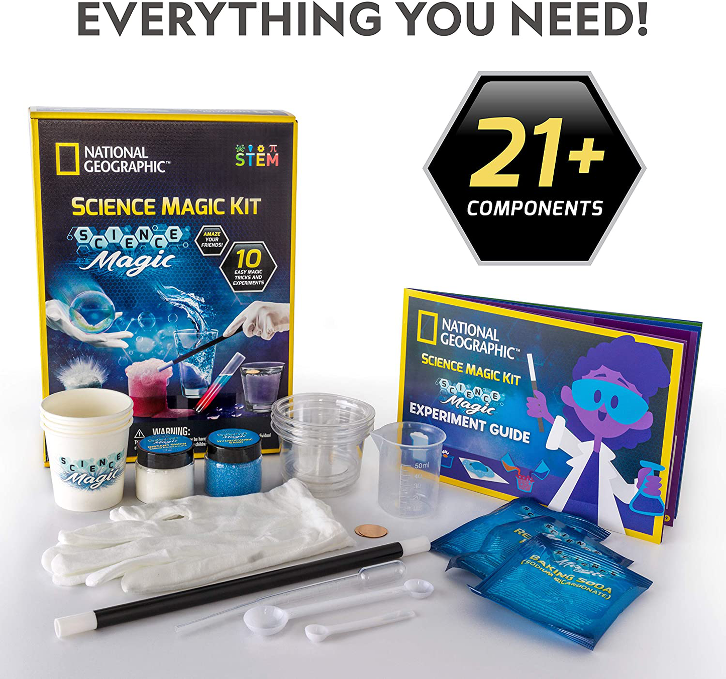 Skørter | NATIONAL GEOGRAPHIC Magical Chemistry Kit - Perform 10 Incredible Simple Tricks with Science, Create a Magic Show with White Gloves and Magic Wand