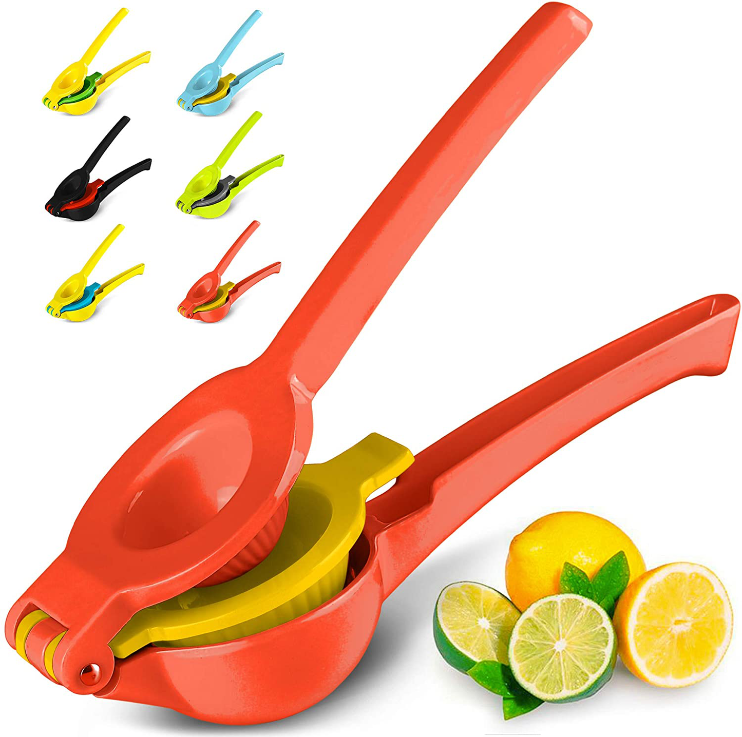 Skørter | Zulay Metal 2-in-1 Lemon Lime Squeezer - Hand Press Lemon Juicer - Maximum Utilization Manual Citrus Juice Press (Light Red and Yellow)
