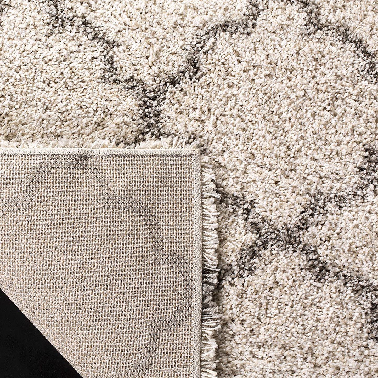Skørter | SAFAVIEH Hudson Shag Collection SGH282L Moroccan Trellis Non-Shedding Living Room Bedroom Dining Room Hall Plus 2-inch Thickness Area Rug, 3' x 3' Square, Slate Blue / Ivory
